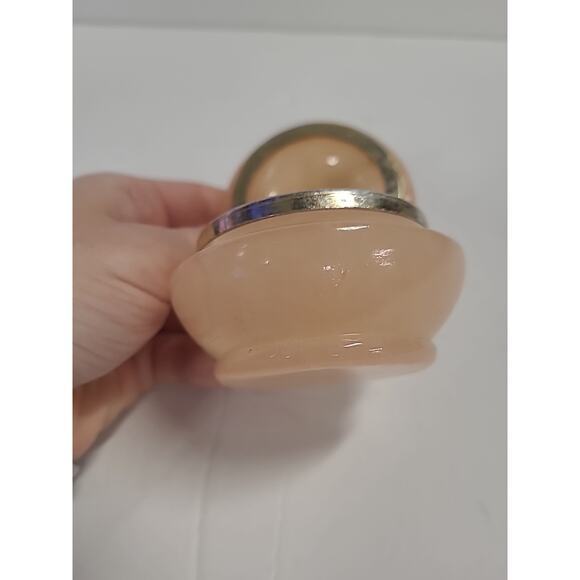 Vintage Pink Alabaster Ring Trinket Dish Box with Lid & Star Flowers - Picture 5 of 13